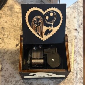 Nightmare Before Christmas Black and Brown Music Box with Heart Design